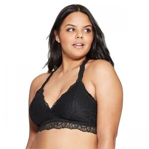 Auden Black Lace Lightly Lined Racerback Bralette Size XXL